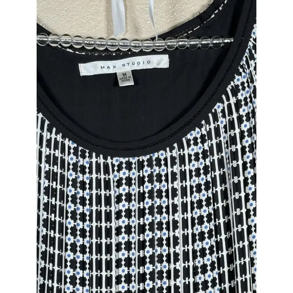 Max Studio Women Dress Size M Geometric 3/4 Sleeve Relax Fit Career Office - Picture 2 of 9
